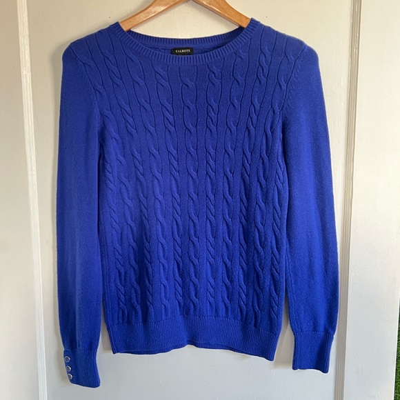 Talbots Button Cuff Cable Knit Sweater 💙 - Picture 2 of 6